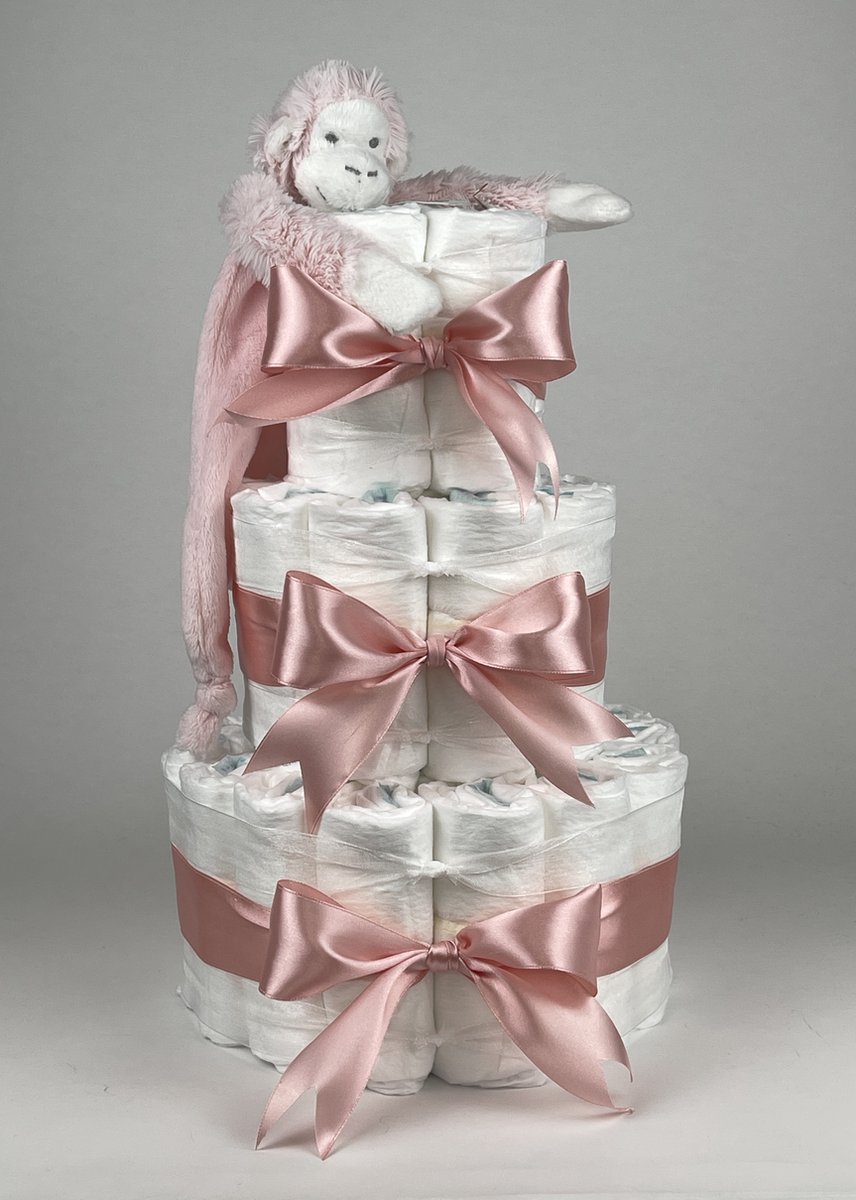 Goedkoopste Chouette-Chouette | Luiertaart Meisje | Kraamcadeau | Geboorte Meisje | Babyshower | Tuttle Aap Mickey Pink - donker Poeder Roze