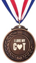 Akyol - ik hou van mijn kat medaille bronskleuring - Katten - dieren - cadeau