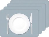 Placemats, afwasbaar, 4-delige set, lederlook, kunstleer, waterdichte placemat voor thuis, restaurant, eettafel, 42 x 30 cm, blauw-grijs