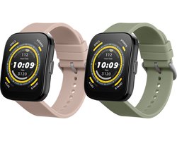 kwmobile 2x horlogebandjes geschikt voor Huami 22mm Amazfit Bip 6 / Bip 5 Unity / Bip 5 / GTS 3 / Balance 2 / Helio Strap bandje - Smartwatch bandjes van TPU - Activity tracker horloge band in pastelgroen / oudroze