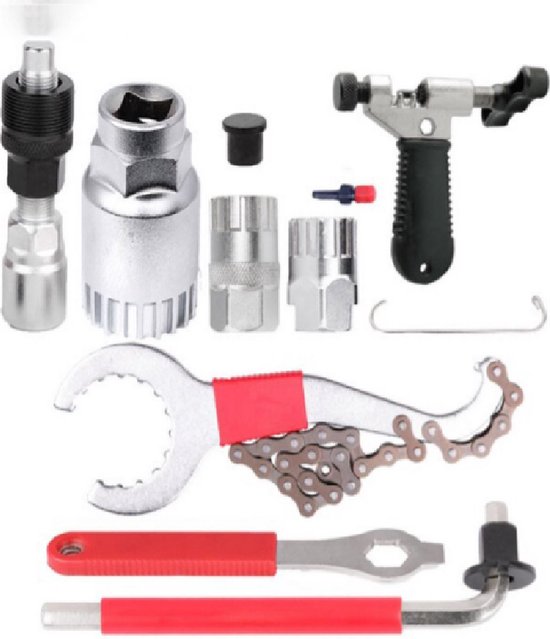 Velox Kit de réparation VTT – Kit d'entretien pour vélo – Set d'outils pour vélo – Maintenance – 8 pièces – Chaîne – Valve – Pignon