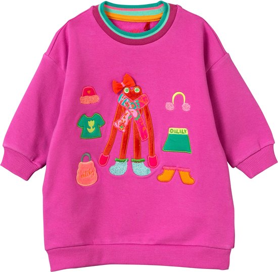 Druppel sweat dress 32 Solid sweat with Family outfits Pink: 104/4yr