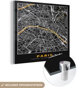 MuchoWow® Glasschilderij 50x50 cm - Schilderij acrylglas - Paris - Stadskaart – Plattegrond – Kaart – Frankrijk - Foto op glas - Schilderijen