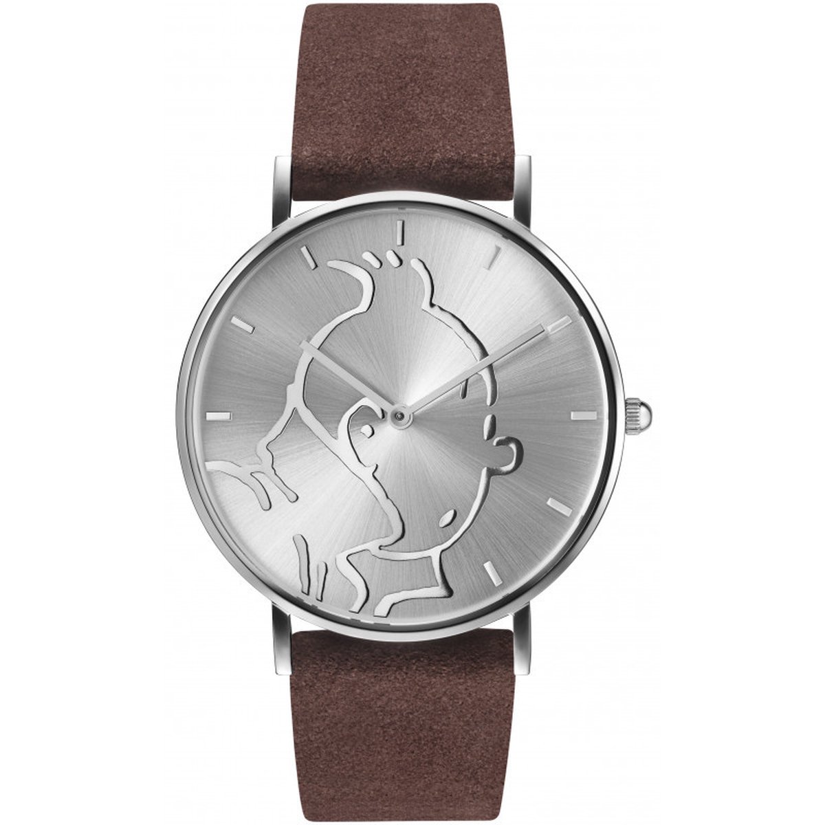 Classic Silver Brown Small 015325 Horloge - Leer - Bruin - 38 mm