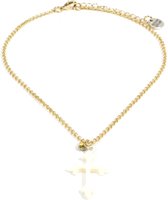 Heaven eleven - dames ketting goudkleurig plating met Wit kruis van hertegewei met de handgemaakt - 40cm