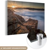 MuchoWow® Peinture sur Verre - Foggy Preikestolen, Norvège - 180x120 cm - Peintures sur Verre Peintures - Photo sur Glas