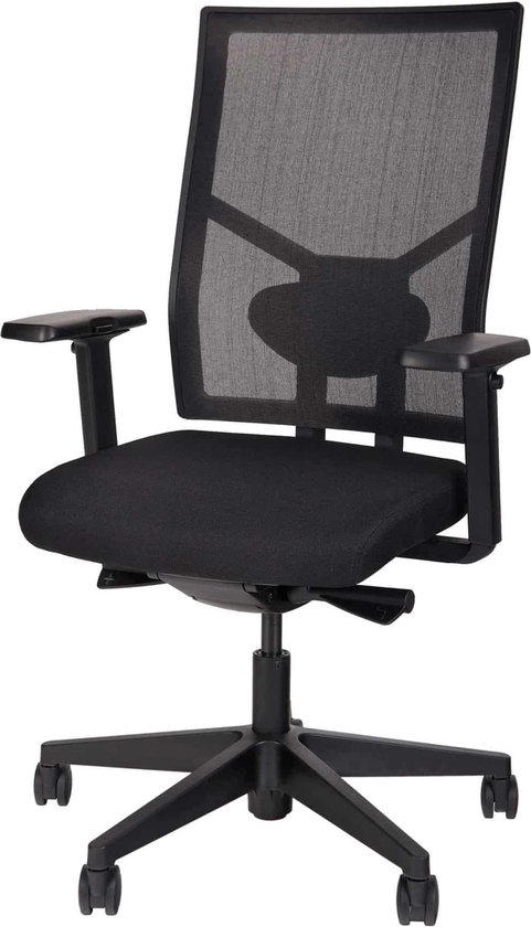 ABC Kantoormeubelen ergonomische bureaustoel 787 npr-1813 zwarte zitting met rug in zwart mesh stof chroom frame