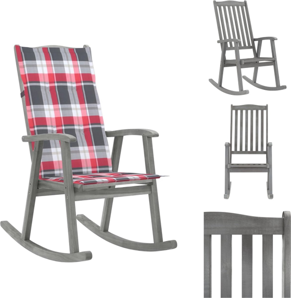 VidaXL Schommelstoel Massief Acaciahout 57x100x117 cm Waterdicht Kussen Montage vereist Tuinstoel