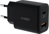 Chéroy 30W Wall Charger - USB A + C Dual Port PD Adapter – QuickCharge 3.0 - Snellader - Zwart