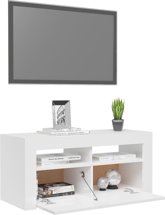 Tv-meubel 100x35x55 cm bewerkt hout wit