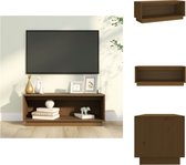 vidaXL Tv-meubel Zwevend Honingbruin - 90x35x35 cm - Massief Grenenhout - Kast