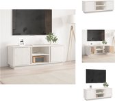 vidaXL Tv-kast Grenenhout - Wit - 110 x 35 x 40.5 cm - Kast