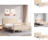 vidaXL Massief grenenhouten bedframe - 195.5 x 125.5 x 100 cm - Multiplex lattenbodem - Bed