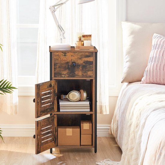 Sweetcrispy Nachtkastje, set van 2, nachtkastje, bijzettafel, stoffen ladekast, smalle kast, commode slaapkamer, industriële stijl voor woonkamer, kinderkamer, hal, opbergkast, grijs
