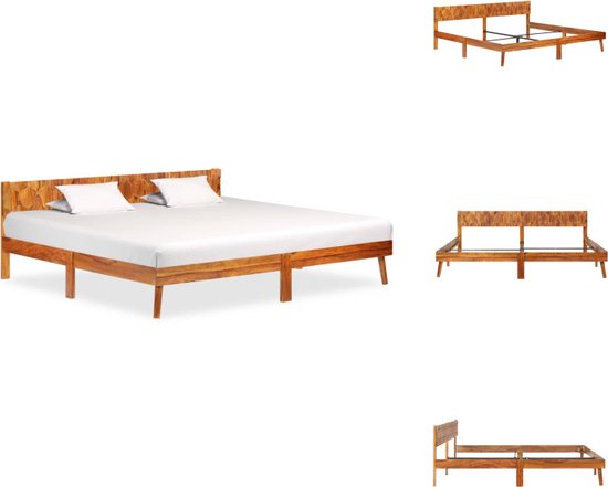 vidaXL Bedframe Sheeshamhout - Vintage - 205x205x73 cm - Staal - Geschikt voor 200x200 cm matras - Geen matras inbegrepen - Montage vereist - Bed