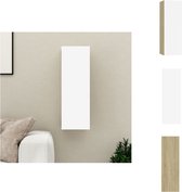 vidaXL - Wandkast - TV-meubel - 30.5 x 30 x 90 cm - wit en sonoma eiken - spaanplaat - Kast