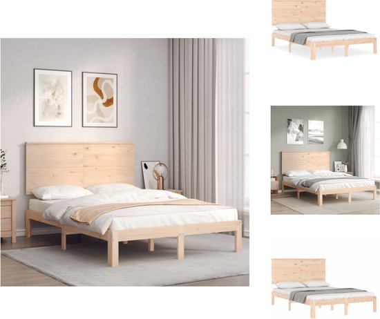 vidaXL Bedframe - Massief grenenhout - 203.5 x 123.5 x 82.5 cm - Inclusief multiplex lattenbodem - Bed