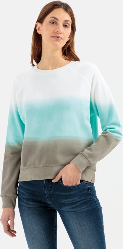 camel active Sweatshirt met dip-dye effect - Maat womenswear-S - Wit-groen-kaki