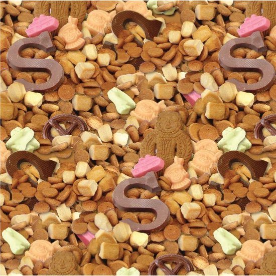 Biscuits au pain d'épice - Papier Sinterklaas - Papier cadeau - Papier Papier cadeau - 200 x 70 cm - 10 rouleaux
