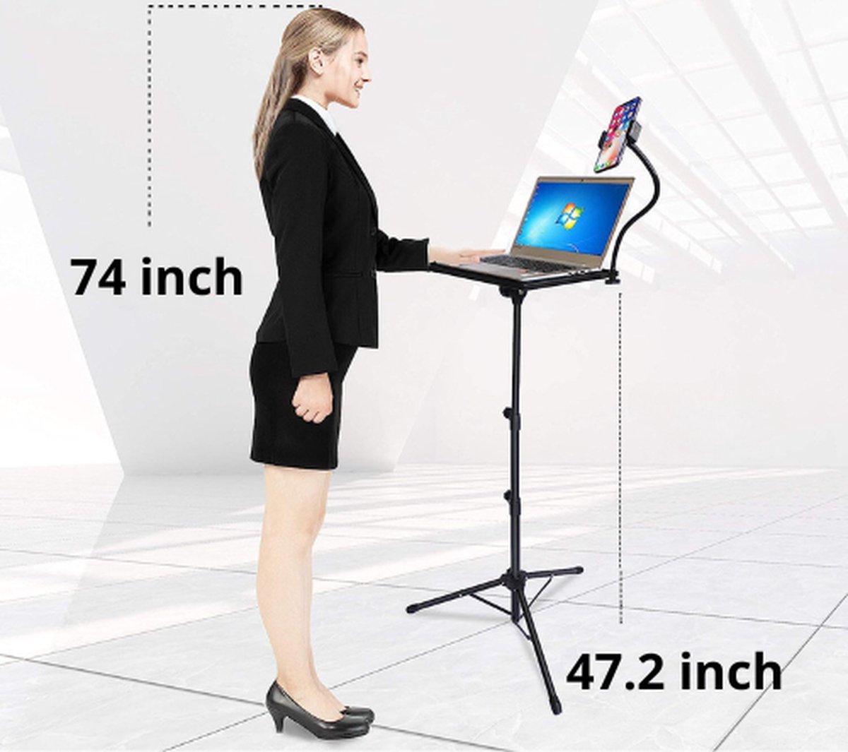 Facilife 160 cm hoog projectorstandaard statief, laptopstatief, projectorstandaard, in hoogte verstelbaar 56 tot 160 cm, projectorstatief, statief voor portretteerder, projectorstandaard voor