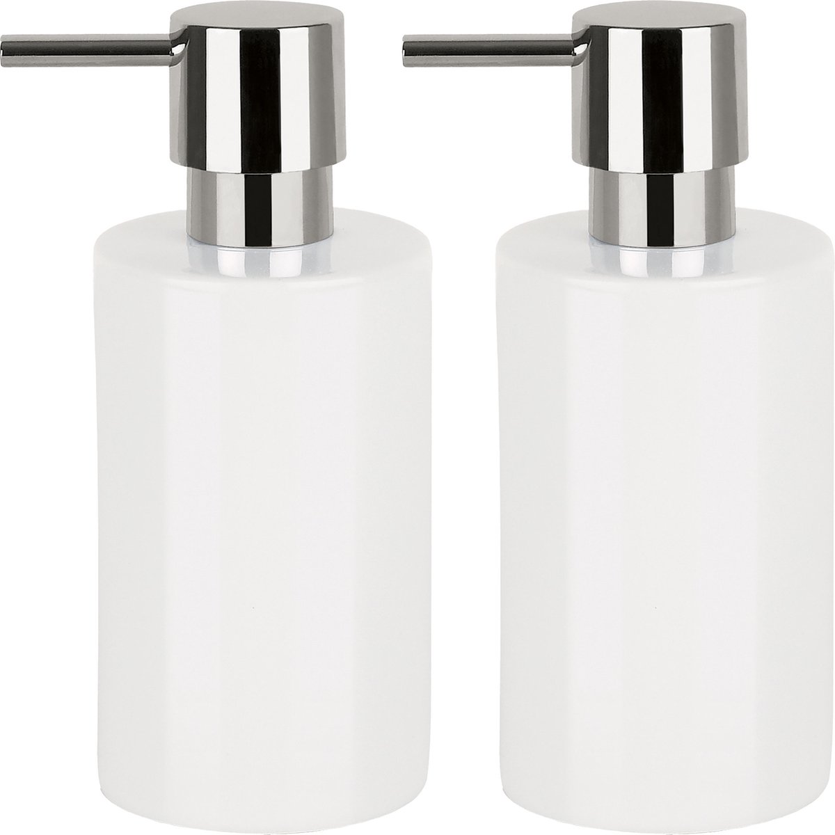 Spirella zeeppompje/dispenser Sienna - 2x - glans ivoor wit - porselein - 16 x 7 cm - 300 ml