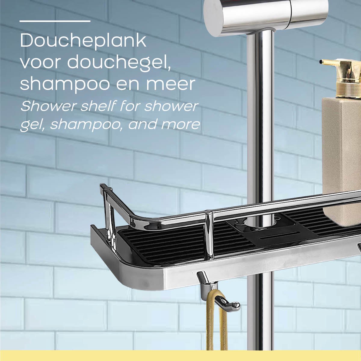 Hawsam Doucheplank zonder boren, voor de douchestang, verstelbare hoogte, voor douchestang met een diameter van 19 mm - 25 mm (2 stuks