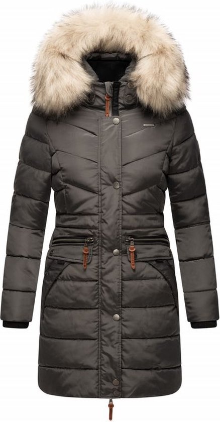 Warm & Waterafstotend Navahoo PAULA PRINCESS - Winterjas Dames - Volwassen - Capuchon - Antraciet - XXL