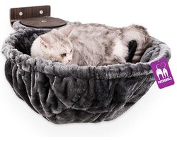 Petrebels Wandmeubel wandmontage Klimmuur Kat - Kattenmuur Hang Round 1548 set-Wengé - 48 x 48 x 6 cm