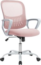 Ergonomische Bureaustoel - Kantoorstoel, Bureaustoel, Computerstoel, Office Chair - Volwassenen - Mesh rugleuning - Verstelbare hoogte en kantelfunctie - Biedt lumbale ondersteuning - Opbergmand - Pink