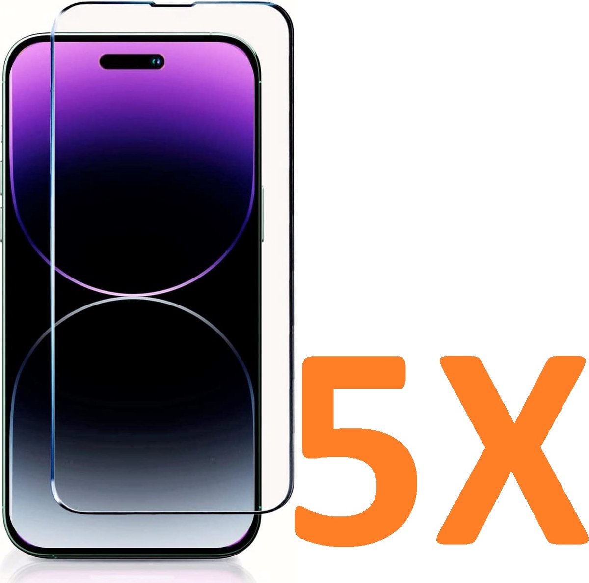 Screenprotector Glas - Tempered Glass Screen Protector- 5x Geschikt voor: Apple iPhone 15