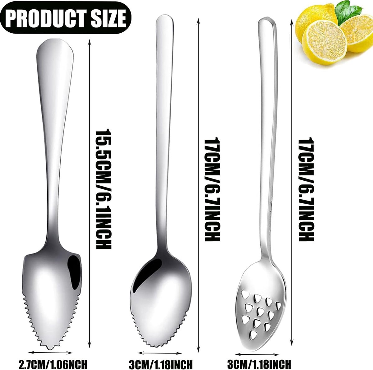 Lot De 6 Cuillères à Pamplemousse En Inox - 4 Dentelées Et 2 à Trous, Pour Fruits Et Desserts