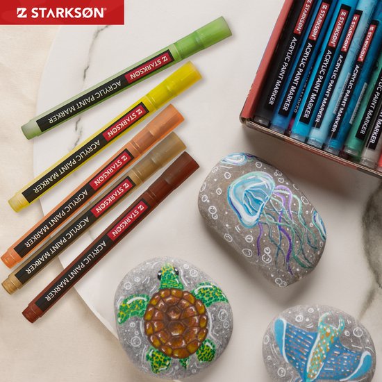 Set van 72 acrylstiften voor stenen, waterbestendig, stenen om te