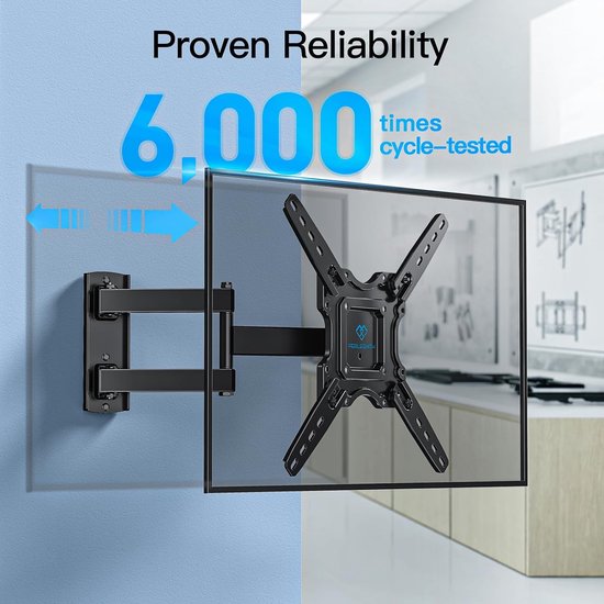 Universal TV wall mount for 16-50 inch (40-127 cm) - Extendable up to 65 cm swivel and tiltable - Bracket for LED LCD 3D HD Plasma TV - VESA 100 200 silver