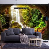 Fotobehangkoning - Behang - Vliesbehang - Fotobehang - Forest Refuse - Regenwoud - Tropisch - Jungle - Waterval - 200 x 140 cm