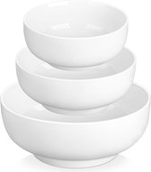 , Regular Series, 3-Piece Porcelain Cream White Cereal Bowls Set, 3400 ml, 1780 ml, 1320 ml, Soup Bowl, Rice Bowl, Food, Snack Bowl, Dessert Bowl for Salad, Soups, Ramen, Fruit etc.