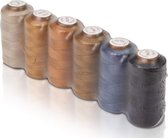 jeans garen voor naaimachine [6 x 150m] - stiknaden zoals het origineel - spijkerbroek naaigaren set extra sterk nr. 36 - denim garen voor naaimachine - 100% polyester