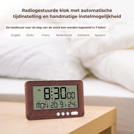 Digitale wandklok, keukenwand, digitale klok, led, digitale kalenderklok, temperatuur, wandklokken met datum, weekdag, temperatuurweergave voor woonkamer, kantoor, decoratieartikelen (36 x 13 x 3 cm