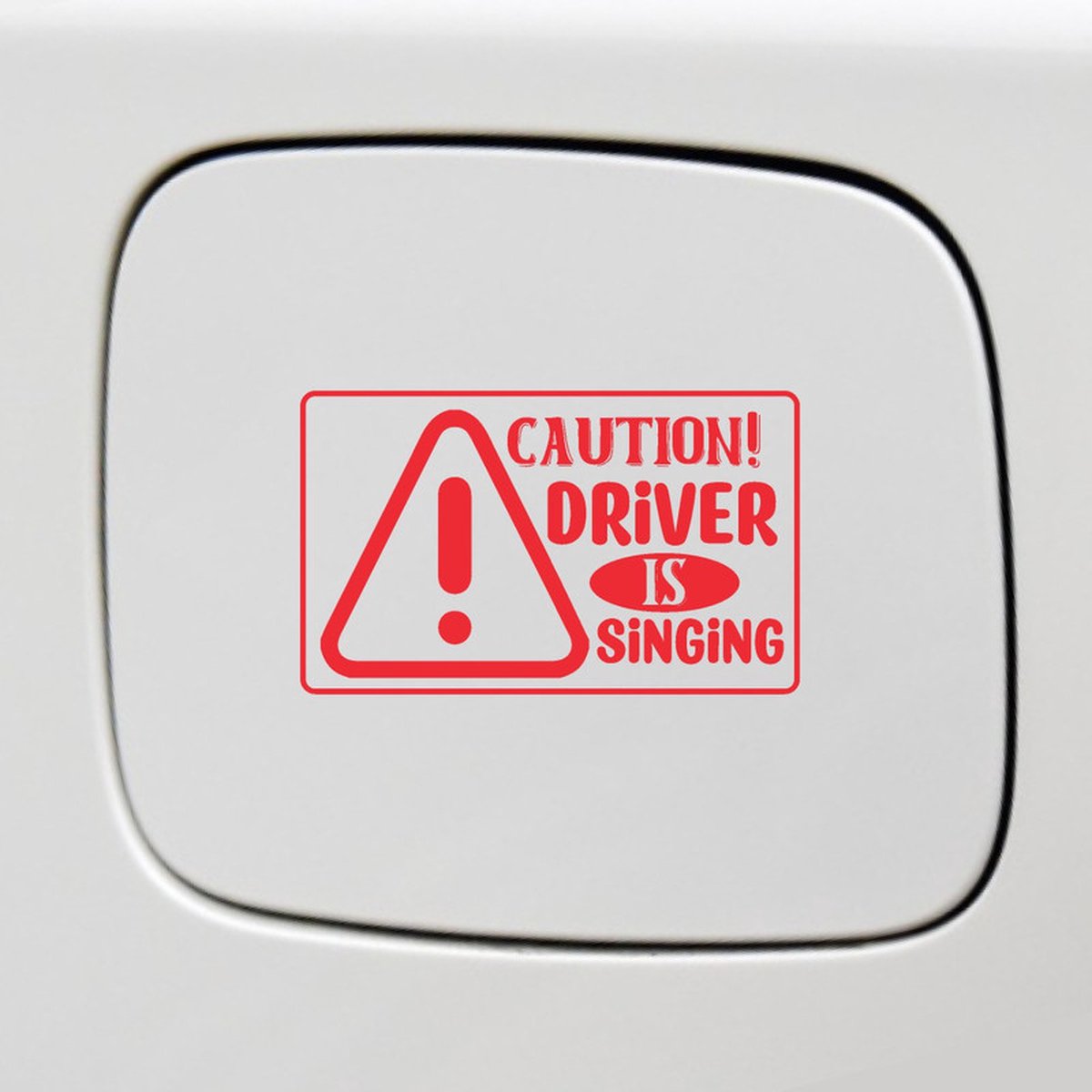 Bumpersticker - Caution Driver Is Singing - 14x8 - Rood