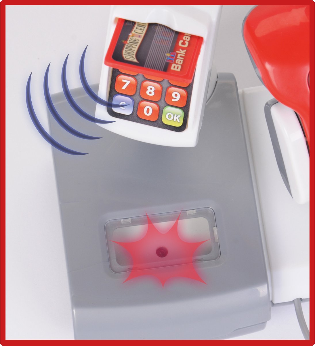 Klein Toys elektronische kassa - touchpad, scanner, weegschaal en rekenmachinefunctie - 31x15,5x23 cm - incl. speelgeld, uitschuifbare geldla, licht- en geluidseffecten - grijs — afbeelding 15