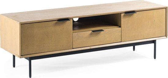 Nordic -Tv-meubel - L140cm - mango - naturel - 2 deuren - 1 nis - 1 lade