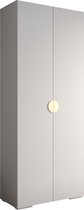 Opbergkast Kledingkast met 2 draaideuren Garderobekast slaapkamerkast Kledingstang met planken | Gouden Handgrepen, elegante kledingkast, glamoureuze stijl (LxHxP): 100x237x47 cm - IVONA 4 (Wit, 100 cm)