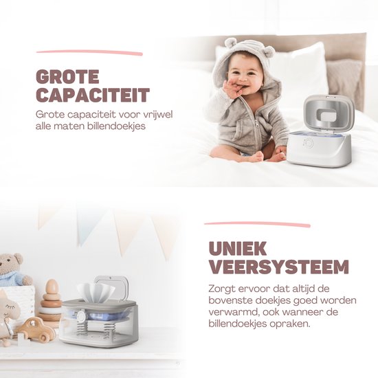 Vulpes Goods® BabyCare - Billendoekjes Verwarmer PRO - Vochtige Doekjes Verwarmer - Billendoekjesdoos - 3 Warmtestanden & fast heating - Nachtlampfunctie - Kinderslot - Wit — afbeelding 3