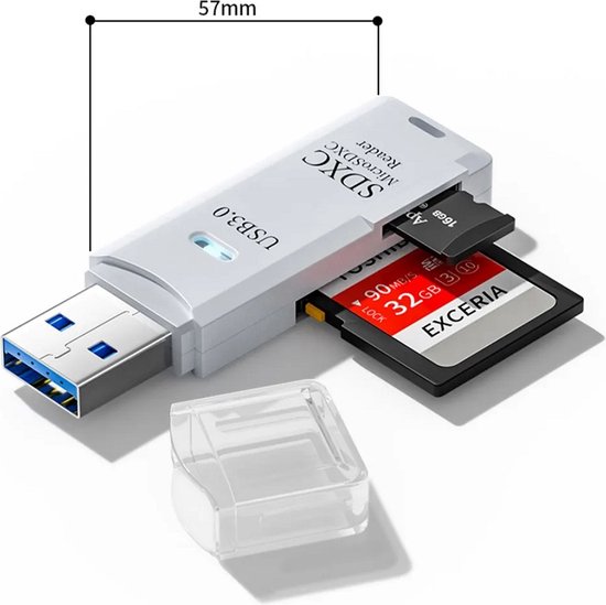 Lecteur de cartes 2 en 1 512 Go - USB 3.0 - Lecteur de mémoire de carte Micro  SD TF 