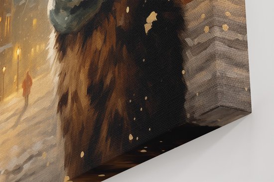 Artaza Tableau sur toile Chat avec une écharpe en hiver - 120 x 80 - Groot - Photo sur toile - Impression sur toile