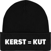 Kerst is Kut - Zwarte Geborduurde Beanie met 3M Thinsulate - Heren Dames Uniseks Mutsen - Grappig Kerst Cadeau - Foute Kersttrui Kado - Après ski muts - Winter -Anti kerst - Oude en Nieuw