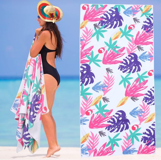Strandhanddoek, strandhanddoek van 160 x 80 cm, microvezel strandhanddoek, ultralichte en snel drogende handdoek voor sporten, stranddeken.