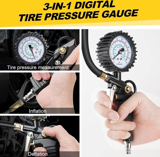 Gonfleur de pneu numérique All Ride avec manomètre - PSI/BAR