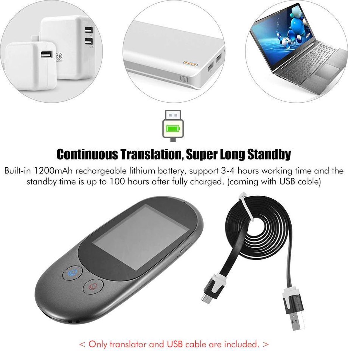 Afbeelding 3 van DrPhone WorldVoice - Slimme Vertaler - Wifi + Hotspot - Real-Time Offline Vertaling 50 + Talen 150 uur Standby + Ruisonderdrukking - Slimme Vertaalcomputer / Vertaalmachine