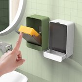 Wall Mounted Soap Dish Bathroom Soap Holder Wall Mount Self-Adhesive Soap Holder Shower Drain and Base for Anti-Drip Removable White