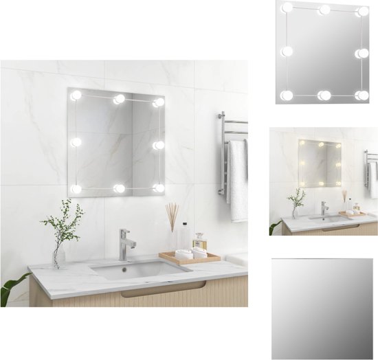 vidaXL LED Wandspiegel - 60x60 cm - Slijprand - Make-upverlichting - Spiegel